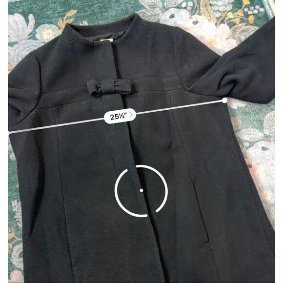 J. Crew Bow Front Coat Women’s Black Wool Button Up Long Peacoat sz 20 Jacket 2x - Picture 12 of 16